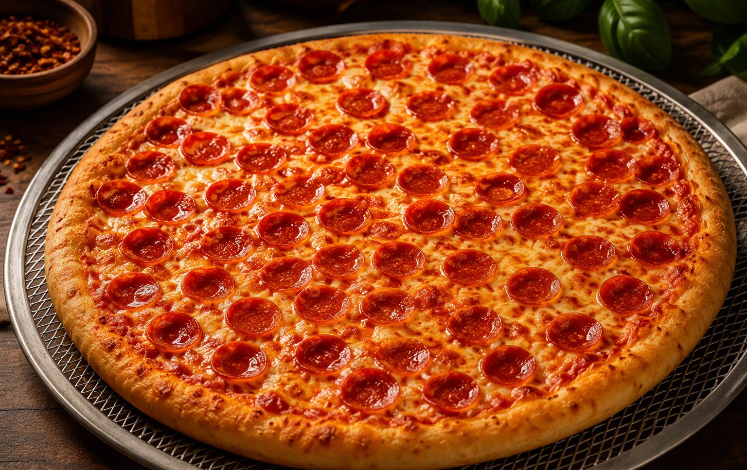 La pizza al salame piccante intera sulla gratella